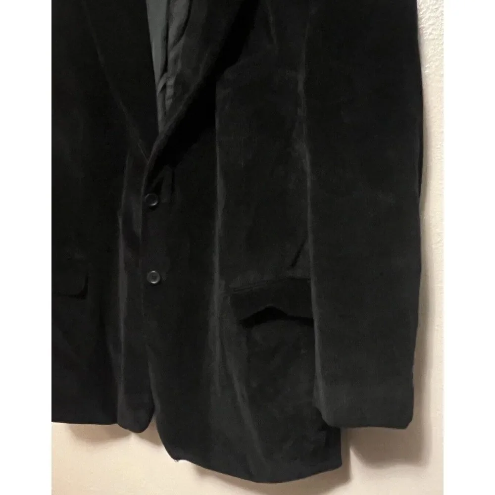 Stafford Mens 46R Corduroy Sport Coat Blazer Two Button Jacket Black‎ Vented